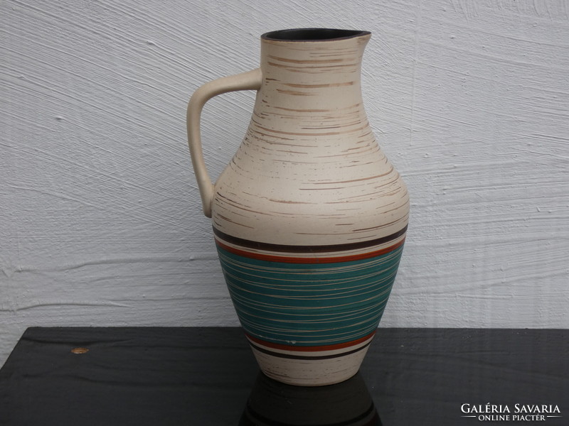 Steuler ceramic vase with beige/green decor 4235/0 from the 1960s