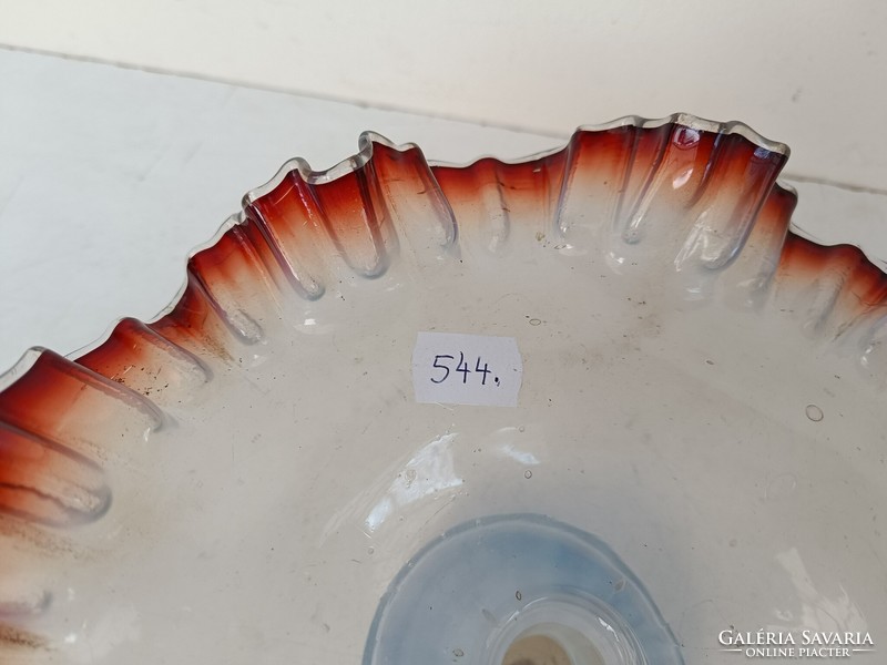 Antik színes huta üveg asztalközép gyümölcs kínáló tál 544 8536