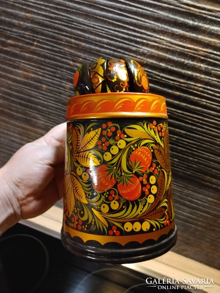 Kézzel  festett japán/orosz  hagyományos khokhloma kanalak és kancsó