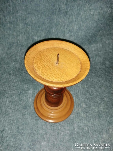 Retro turned wooden candle holder 14 cm (a12)
