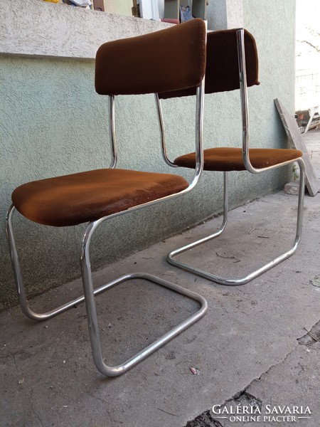 4 bauhaus design-chrome tubular frame chairs, modern - loft design