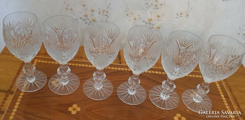 Czech 6-piece set of stemmed lead crystal wine glasses