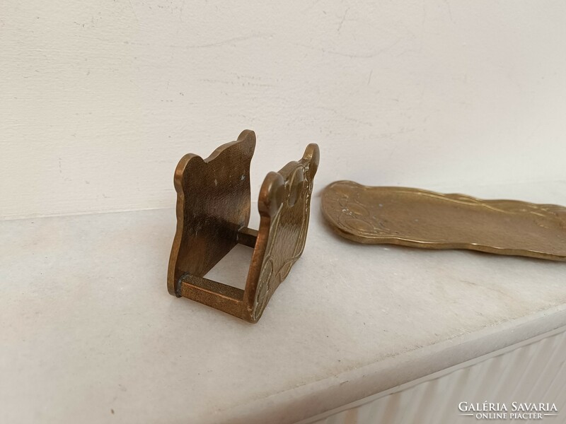 Antique art nouveau kitchen tool bronze napkin holder and bowl 847 8506
