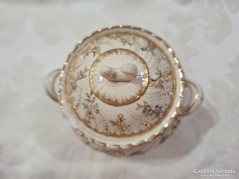 Sarreguemines louis sugar bowl, damaged 12 cm x 13 cm