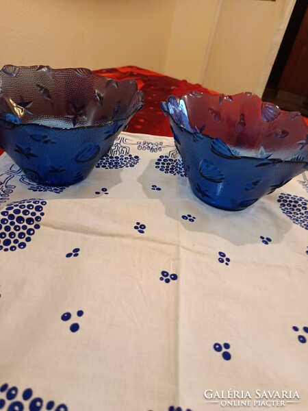 Blue glass offering pair