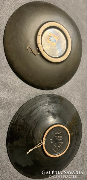 Bodrogkeresztúr 2 glazed ceramic marked wall plates