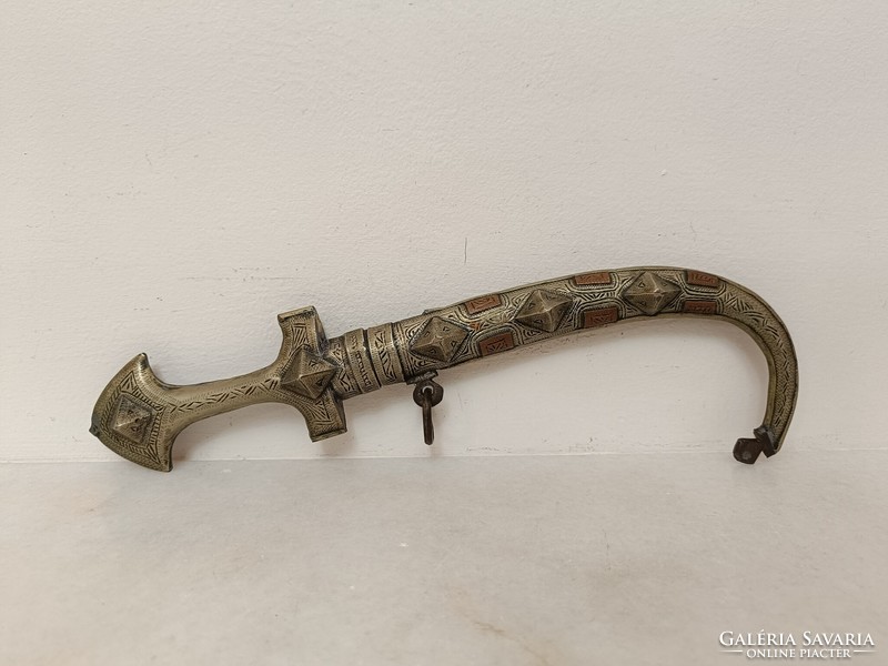Antique Jambiya Arabic Persian Syria Morocco Berber dagger metal inlay copper knife weapon xix. - Xx. No. 728