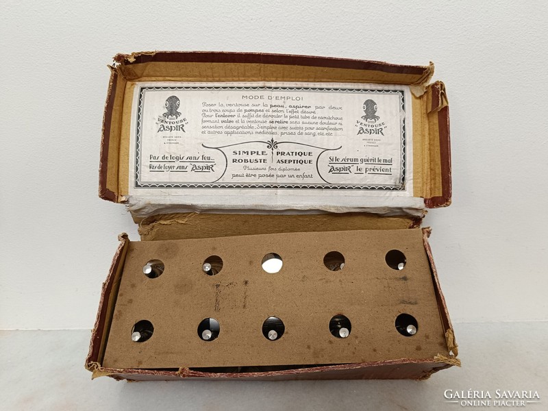 Antique medical tool cupping naturopathic tool in damaged box 724 8467