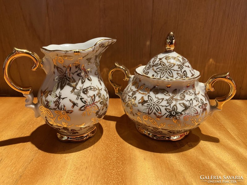 Beautiful retro Bavarian porcelain sugar bowl and milk jug
