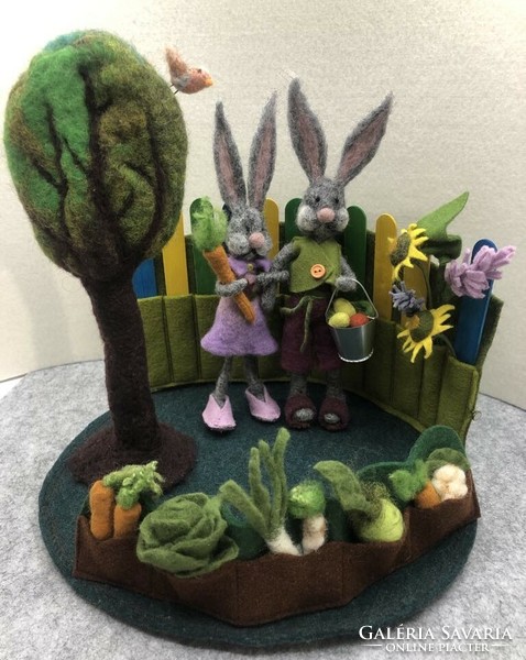 Bunny garden with bunnies for Easter