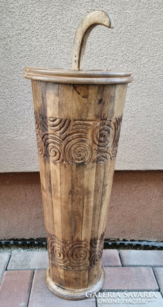 Wooden umbrella stand, solid, with carvings