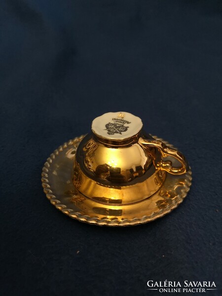 Gold-plated Bavarian coffee cup + base ( barenhöhle )