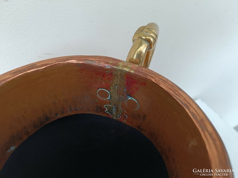 Antik konyhai eszköz nagy vörösréz kancsó sárgaréz öntvény füllel csőrrel 620 8574
