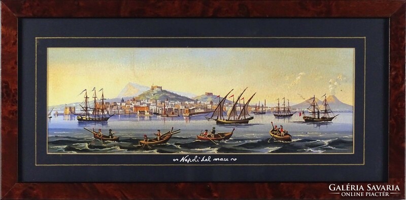 1Q797 napoli del mare color framed print with Vesuvius in the background