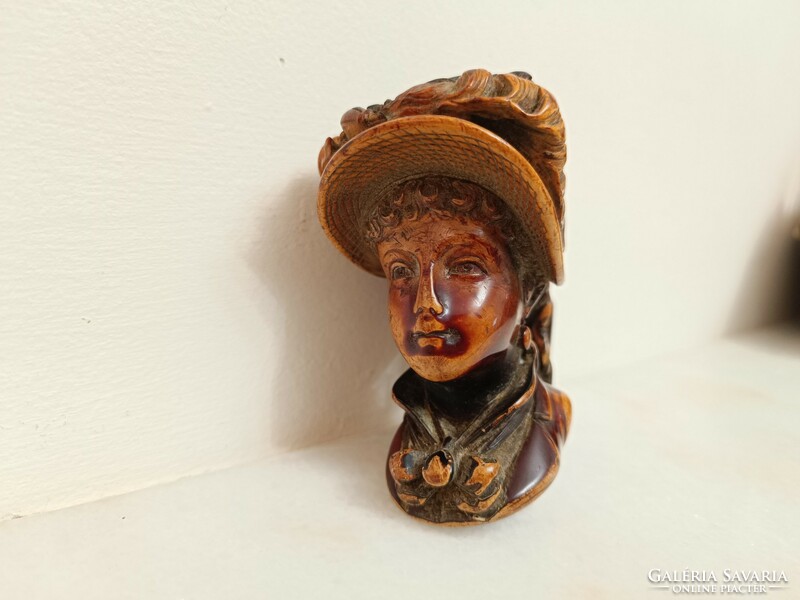 Antique pipe pipe with ostrich feather hat female head pipe pipe without spout 72 8466