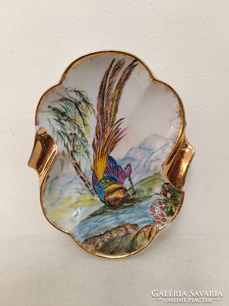Antique porcelain ashtray table ashtray golden pheasant pheasant bird motif 919 8498