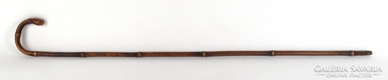 1Q795 Régi hajlított vékony elegáns bambusz sétabot görbebot 90 cm