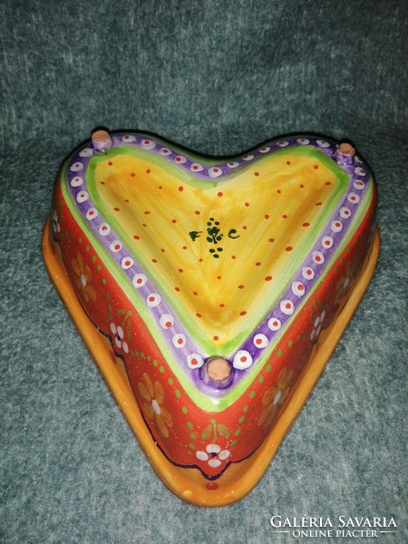 Heart-shaped glazed ceramic cookie tin, can also be hung on the wall as a decoration (a3)