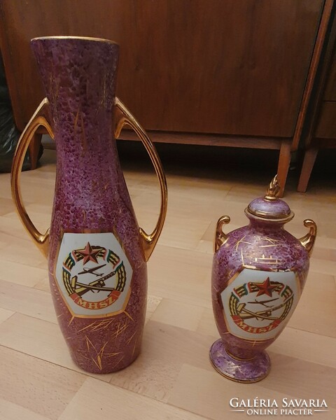Pair of rare Hólloháza luster glaze porcelain vases