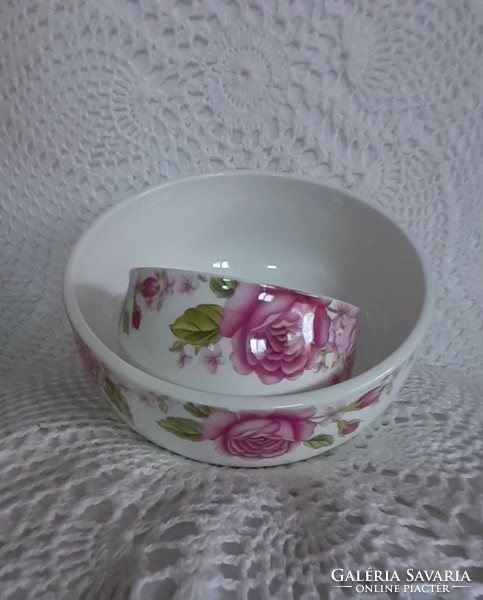 2 pink porcelain bowls