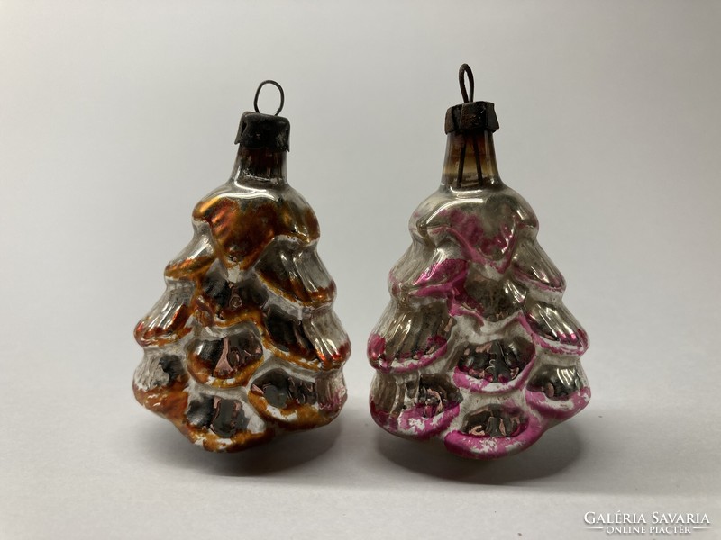 Régi karácsonyfadísz üveg mini fenyőfa