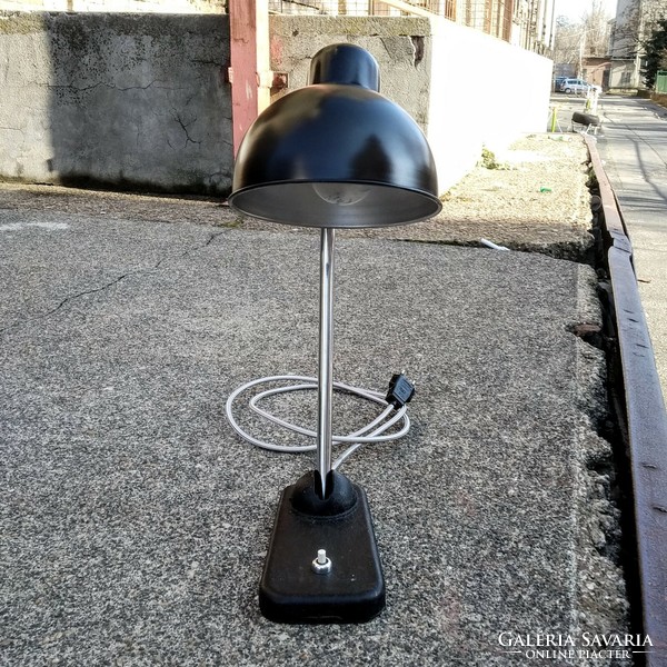 Bauhaus - Art deco asztali lámpa felújítva - Christian Dell - Koranda (fekete - króm)