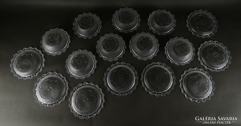 1Q863 Retro üveg talpas fagylaltos kehely készlet 16 darab