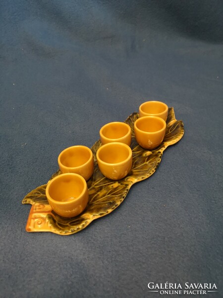 Ceramic grape leaf brandy set