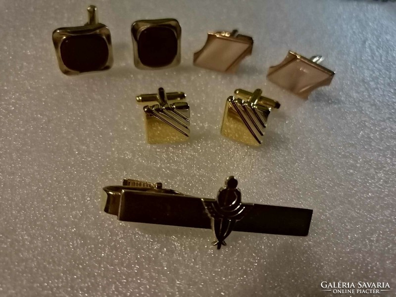 3 Pairs of cufflinks / with tie clips