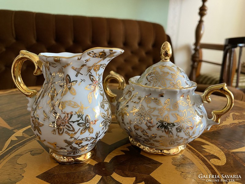 Beautiful retro Bavarian porcelain sugar bowl and milk jug