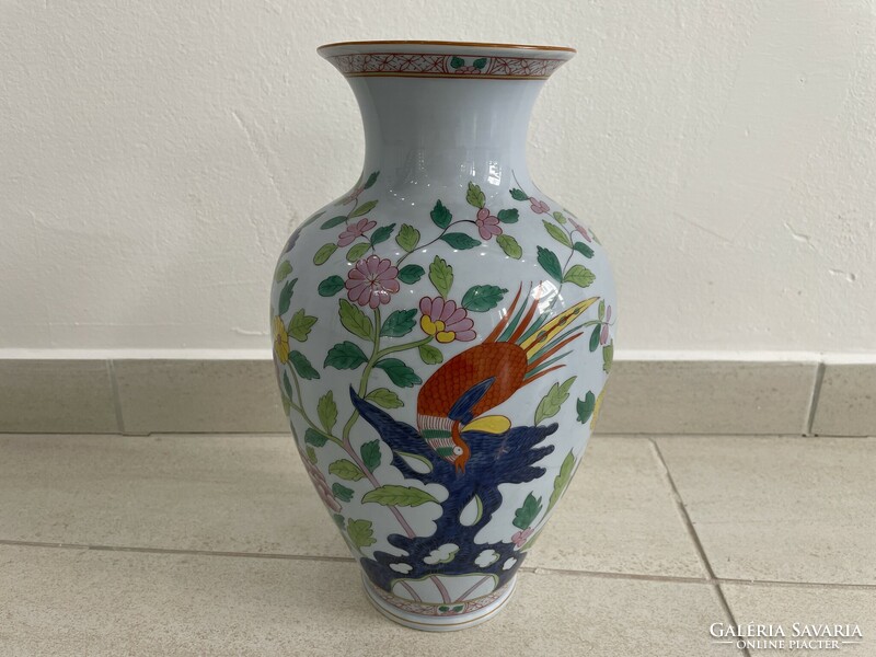 Herend paon de Peking vase Kaspó porcelain with birds and flowers