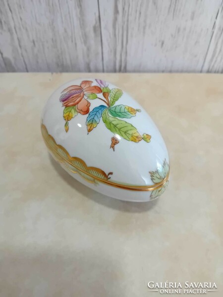 Herendi porcelán Viktória mintás tojás alakú bonbonier