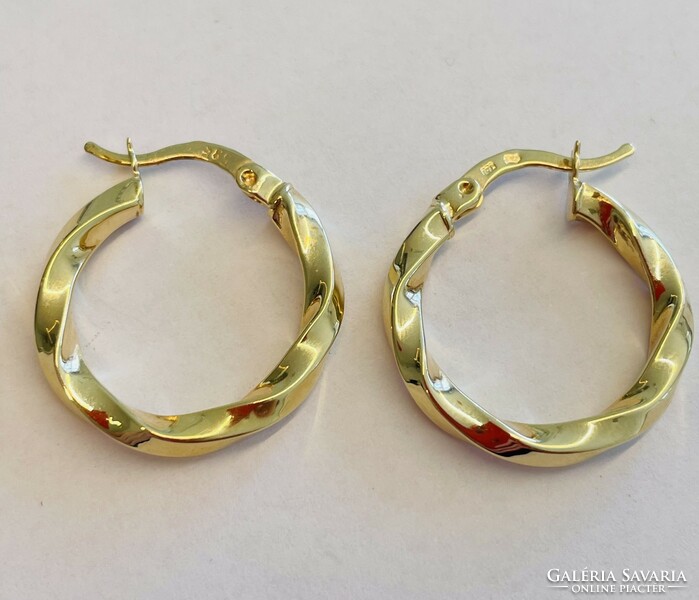 Yellow gold twisted hoop earrings