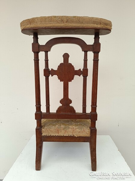 Antique kneeling prayer chair tin German furniture prayer chair hardwood carved prayer stool Christian 605 8546