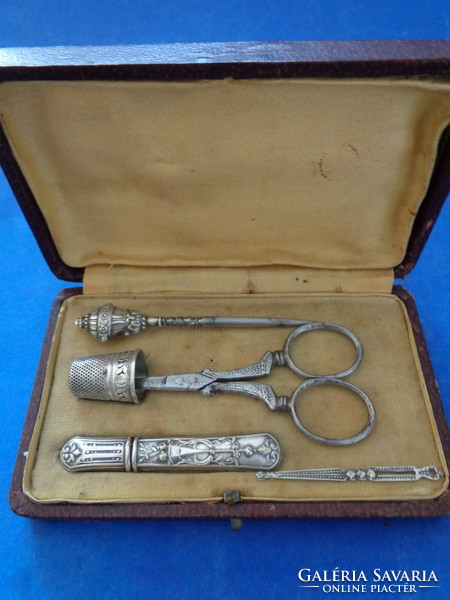 Antique silver sewing kit