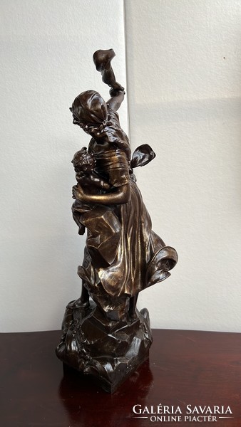 Virgile morey - the storm - late 19th century metal sculpture