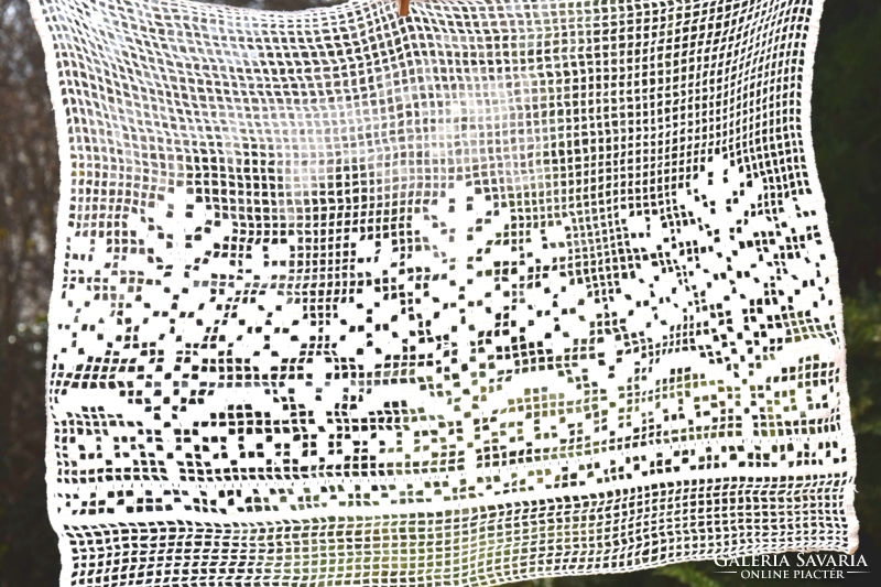 RITKA Régi Antik Gyönyörű kézi horgolt vitrázs függöny 75 x 56