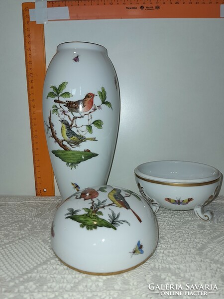 Herend bird vase and bonbonnier