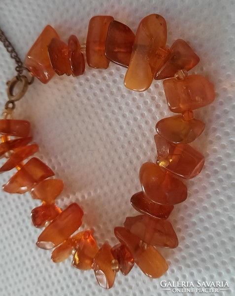 Old natural Baltic amber bracelet with bronze (?) clasp