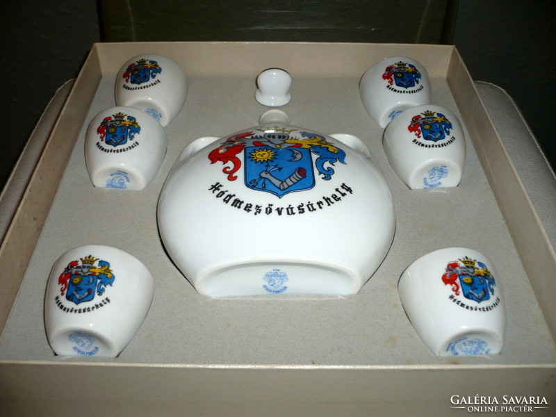 Gift brandy set Hódmezővásárhely, Alföldi porcelain 6+1 pc.-S set with gift ashtray