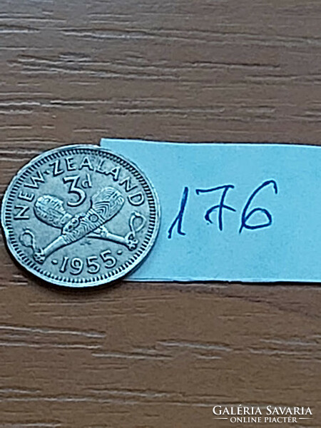 New Zealand new zealand 3 pence 1955 copper-nickel, ii. Queen Elizabeth 176.