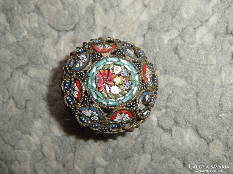 Antique micromosaic brooch antique micromosaic pin antique Italian glass mosaic brooch circa 1900