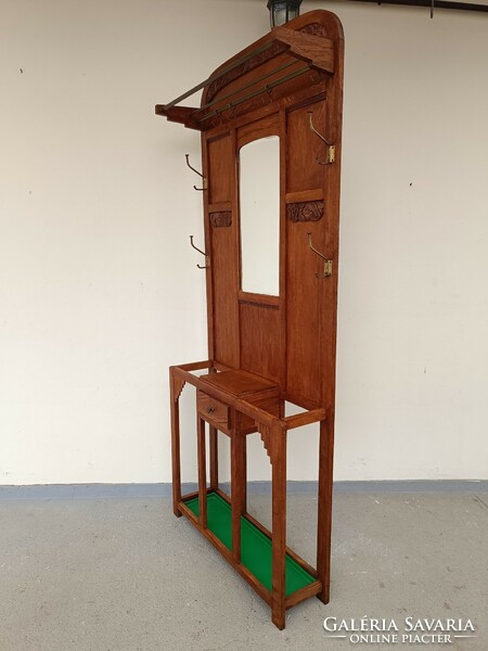Antique art deco mirror dress hanging umbrella durable wooden hall wall with iron green drain 615 8550