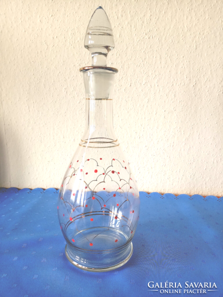 Fancy polka dot blown glass bottle with stopper