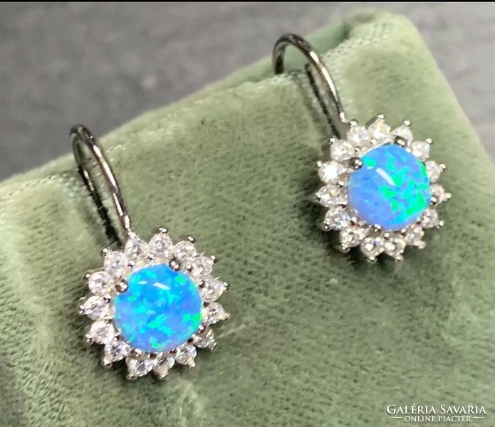 Blue opal gemstone, sterling silver earrings /925/ new, many handcrafted jewelry!