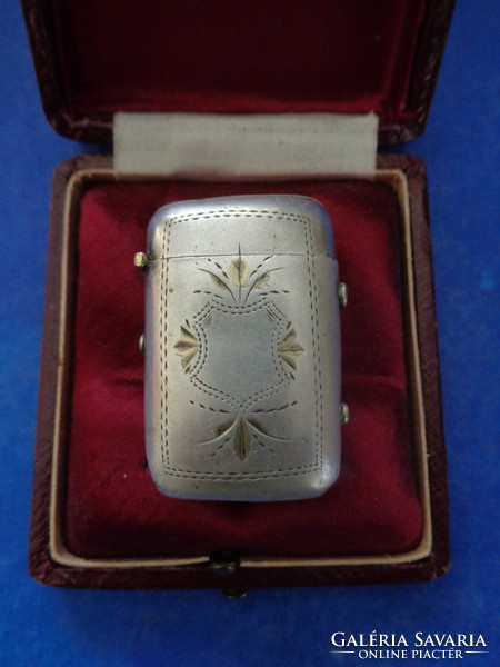 Antique silver-plated decorative match holder