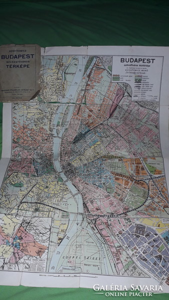 1935. Kogutowicz - map of Budapest Székesfóváros unfoldable 42 x 58 cm repaired as in the pictures