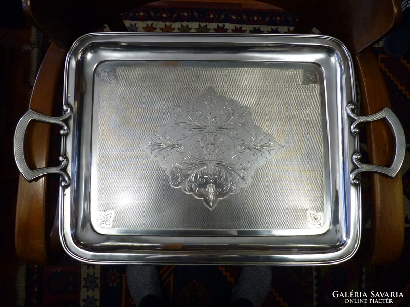 Breathtaking, antique silver tray with handles, Vienna ca. 1880!!!