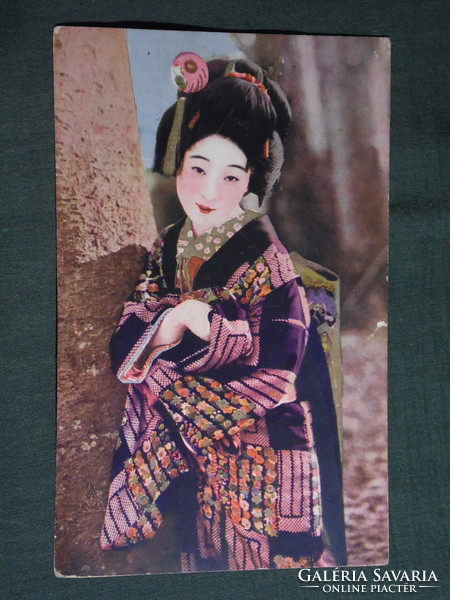 Képeslap, Postcard, Japán, Tokió, Gésa ,népviselet,hagyomány, 1929