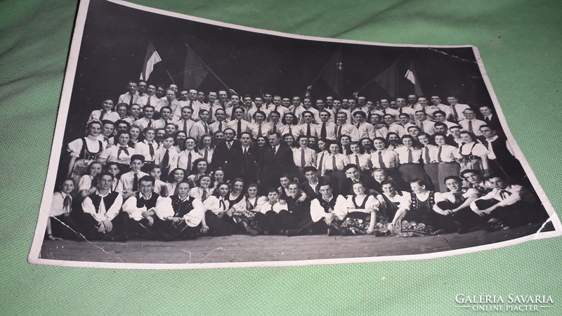 1950. Approx. Secondary school co-educated group photo - folk dance and folk song event 25x15cm as in the pictures